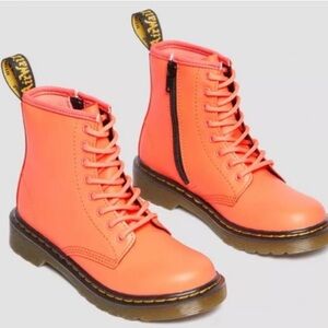 Dr marten 1460 smooth leather junior kids lace up boots - coral